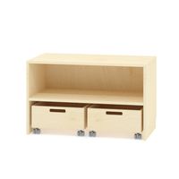 Bausteinschrank mit zwei Bausteinwagen und 1 Einlegeboden, Dekor, B 90 x H 55 x T 40 cm