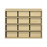Pureo Materialschrank Furnier mit 12 Kästen, mit 3 Einlegeböden, B 100 x H 75 x T 42 cm