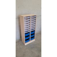 ErgoTray Regal mit Boxen blau+transparent, Dekor Birke B 70,3 x H 154 x T 40 cm