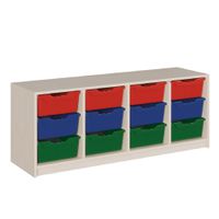 ErgoTray Regal mit Sockel, 12 hohen ErgoTray-Boxen, B 139 x H 60 x T 40 cm