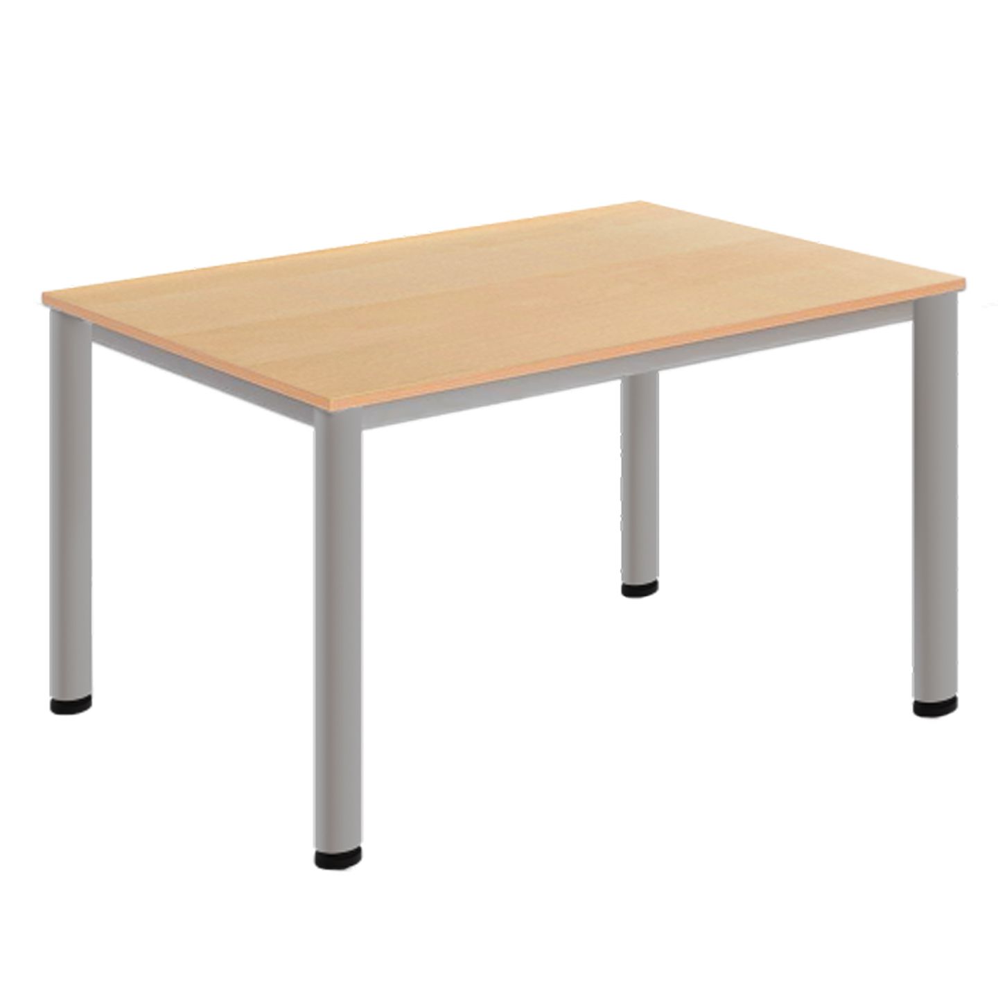 Rechtecktisch, B 140 x H 72 x T 80 cm, Melaminharz-Belag, Tischbeine aus Stahl