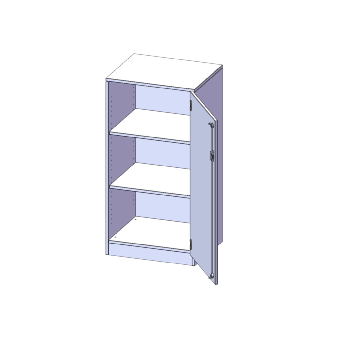 Schrank mit Sockel, 1 Tür abschliessbar (Türanschlag rechts), 2 Einlegeböden, B 60 x H 118 x T 40 cm