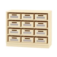 Schrank mit 12 Acryl-Kästen mit Rollen und 3 Einlegeböden, Dekor, B 100 x H 80 x T 40 cm